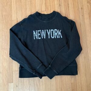 H&M Black Crew Neck Sweatshirt with 'New York' Print